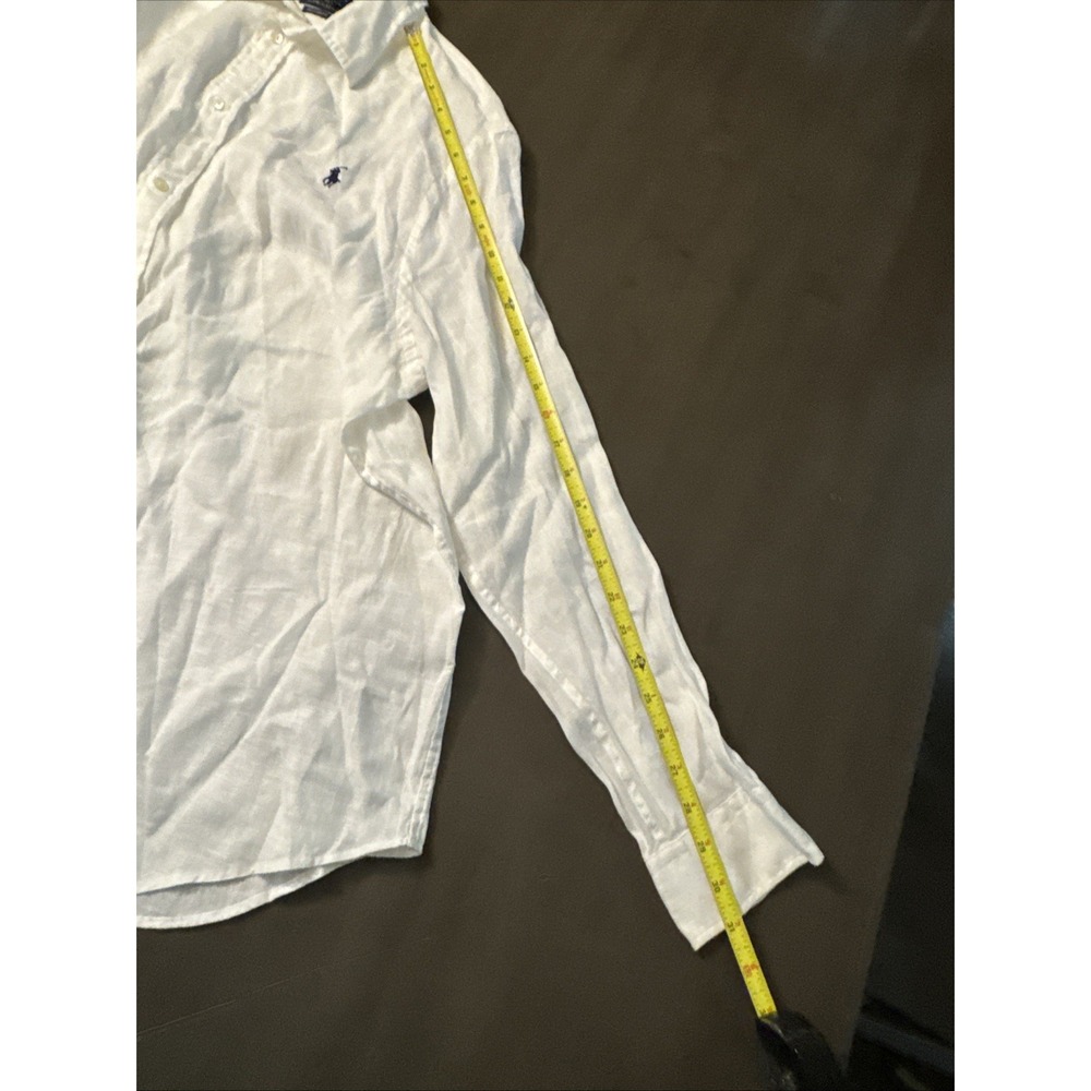 Polo Ralph Lauren White LINEN Long Sleeve Relax Fit Button Down Shirt - Picture 7 of 7